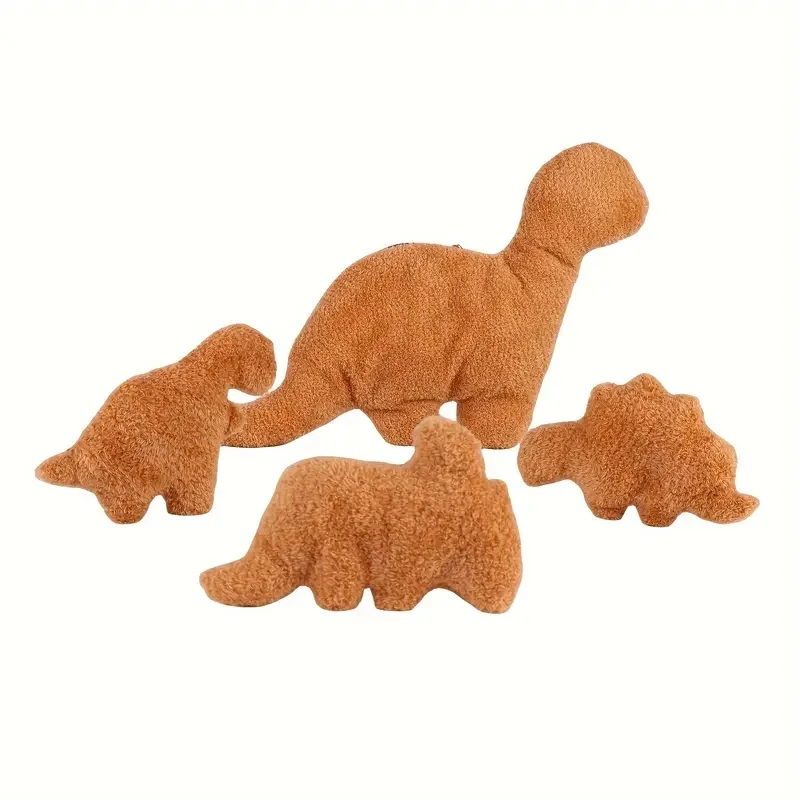 4-Piece Dinosaur & Chicken Nugget Plush Set - Soft Stegosaurus & MiniHugs for Children - Perfect for Birthday, Easter, Bedtime C