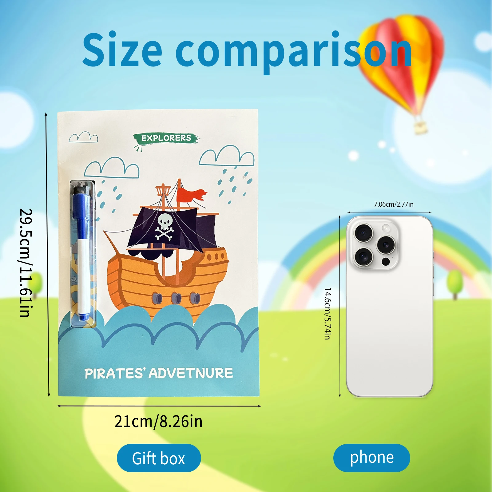 English Children's Puzzle Book 3-6 years old Intelligence Training Help the Pirates Find the Treasure With Erasable Pen Gift