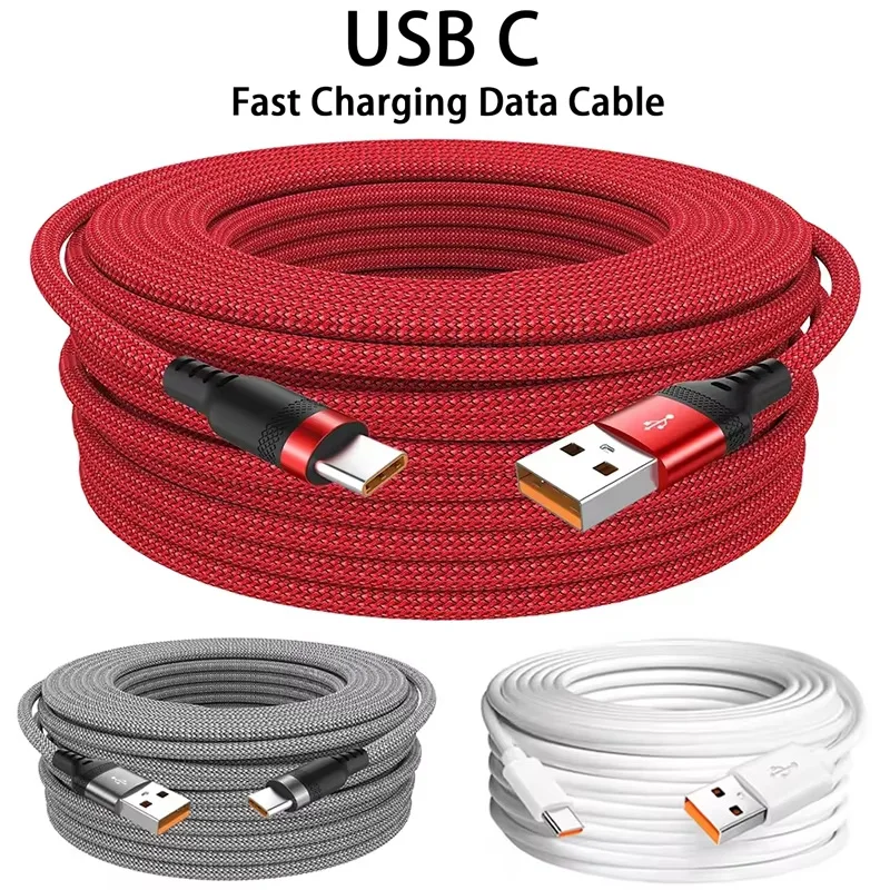 Fast Charging USB Type-C Extended Cable For Samsung Xiaomi Huawei Realme OPPO Android Mobile Phone USB Data Cord 1m 5m