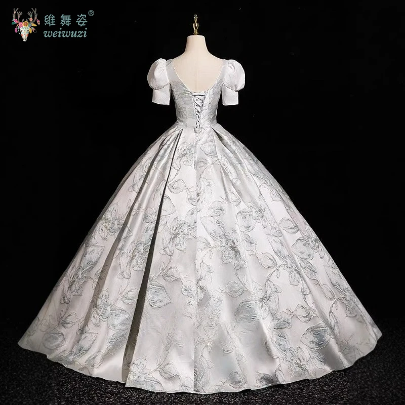 Mooie vintage bloem hoge taille gezwollen jurk mode avondfeest verjaardag afstuderen formele gelegenheid jurk podiumprestatie