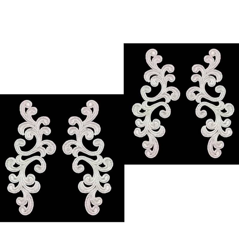 2 paires d'accessoires de robe brodés exquis pour le DIY, qui peuvent être cousus sur des robes de mariée, des robes de soirée et des jupes.