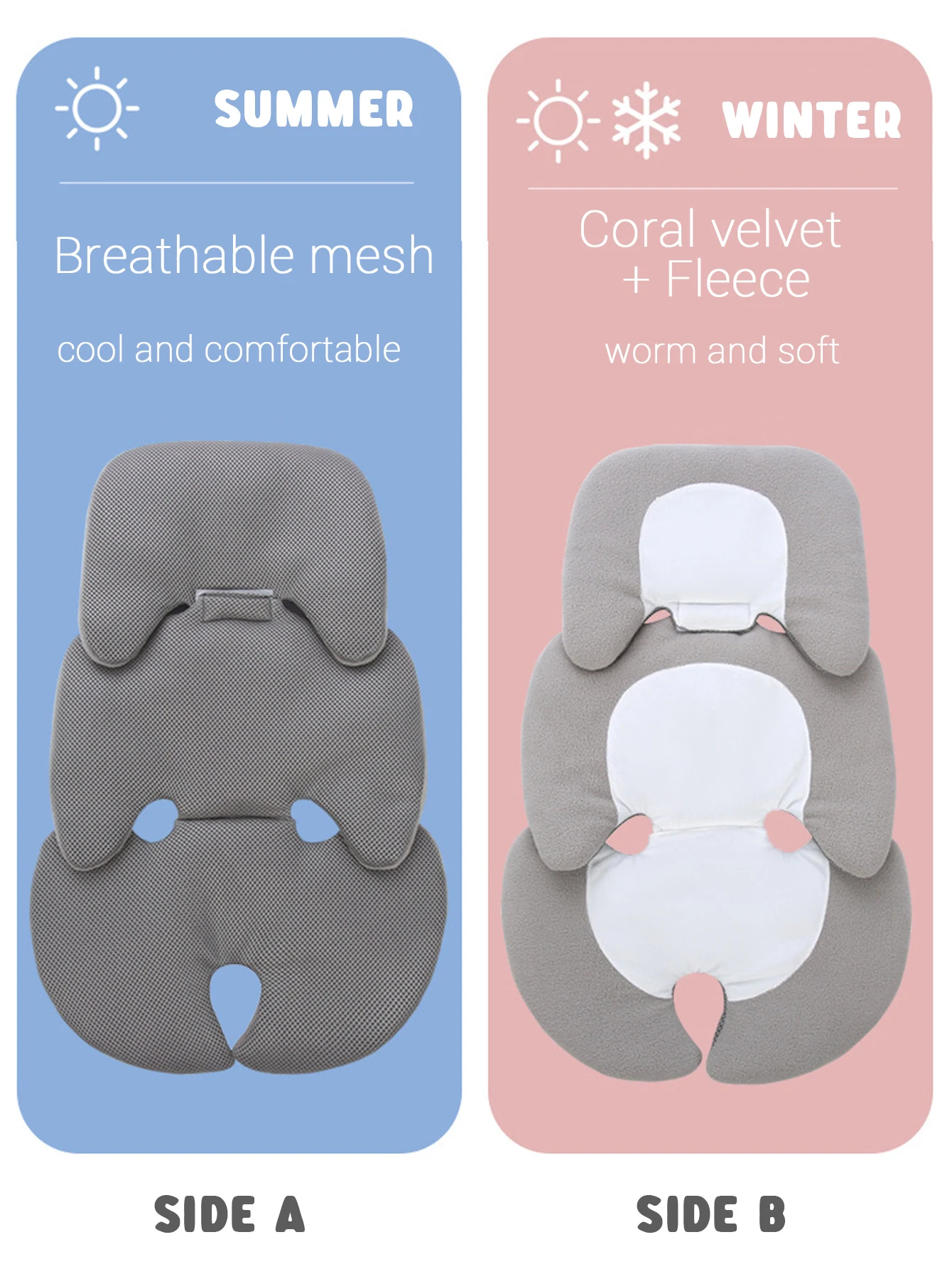 Detachable baby Stroller Cushion Infant Car Seat Insert Head Body Support Pillow Pram Thermal Mattress Mesh Breathable Liner Mat