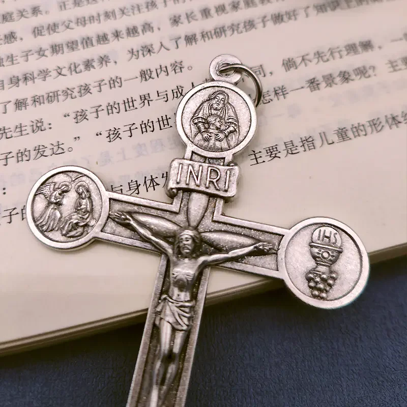 Metal Big Cross Pendant 9.5 x 7cm Roman Four Great Halls Alloy Crosses for Necklace Religious Jewelry