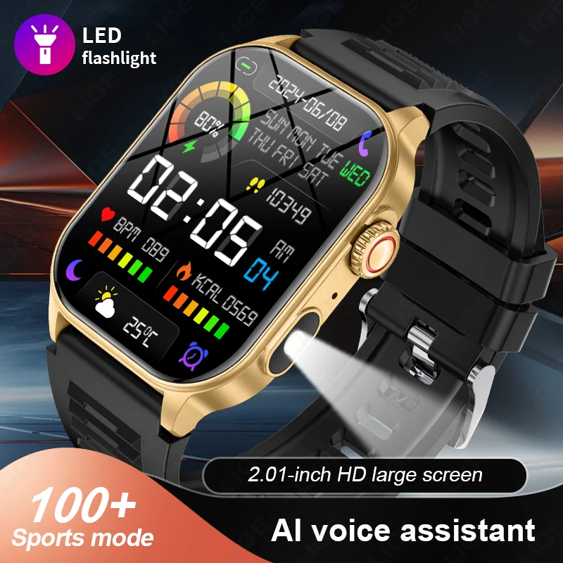 

LIGE новые умные часы для мужчин, монитор здоровья кислорода в крови, часы 2,01 дюйма, HD, большой экран, Bluetooth-вызов, спортивные умные часы для фитнеса, женские