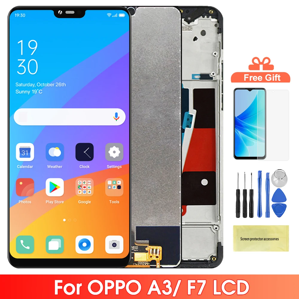 LCD Screen for Oppo A3 PADM00 CPH1837 PADT00 Lcd Display Digital Touch Screen with Frame for Oppo F7 CPH1819 CPH1821 Screen