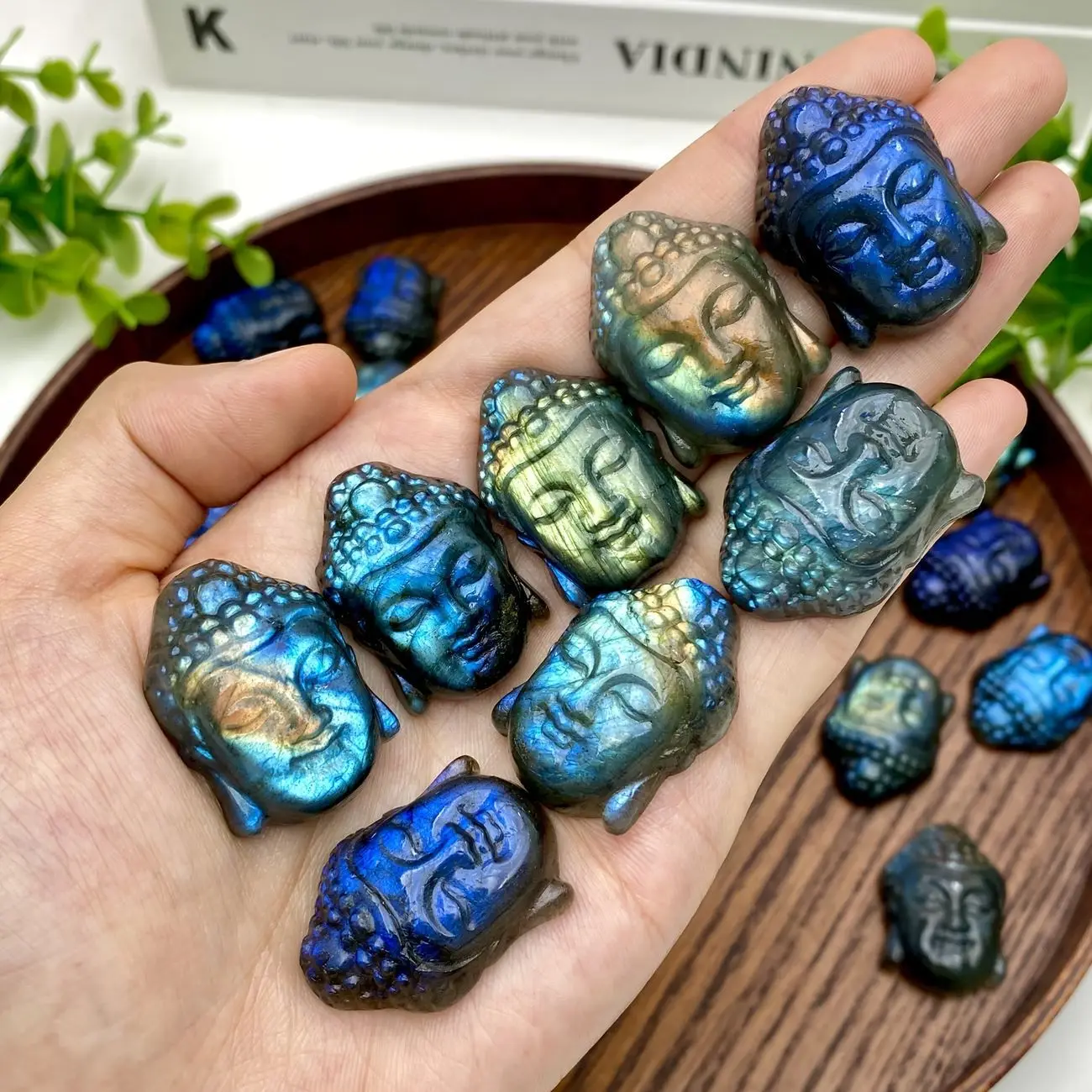 1pc High Quality Labradorite Sun Moon Face Carving Handmade Polished Gemstone for Jewelry Making Home Decor