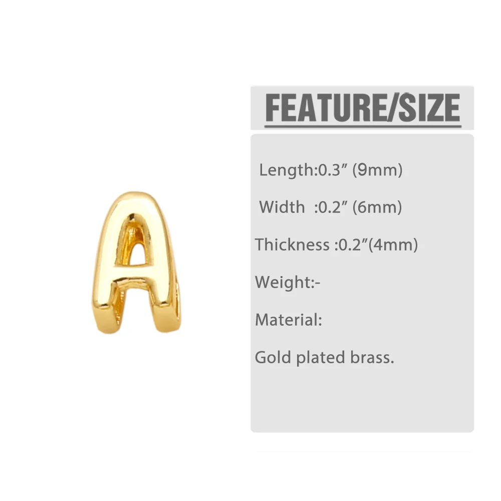 OCESRIO Fashion Small Polish 26 Initial Letters Pendant for Necklaces Copper Gold Plated Jewelry Making Supplies pdtb647