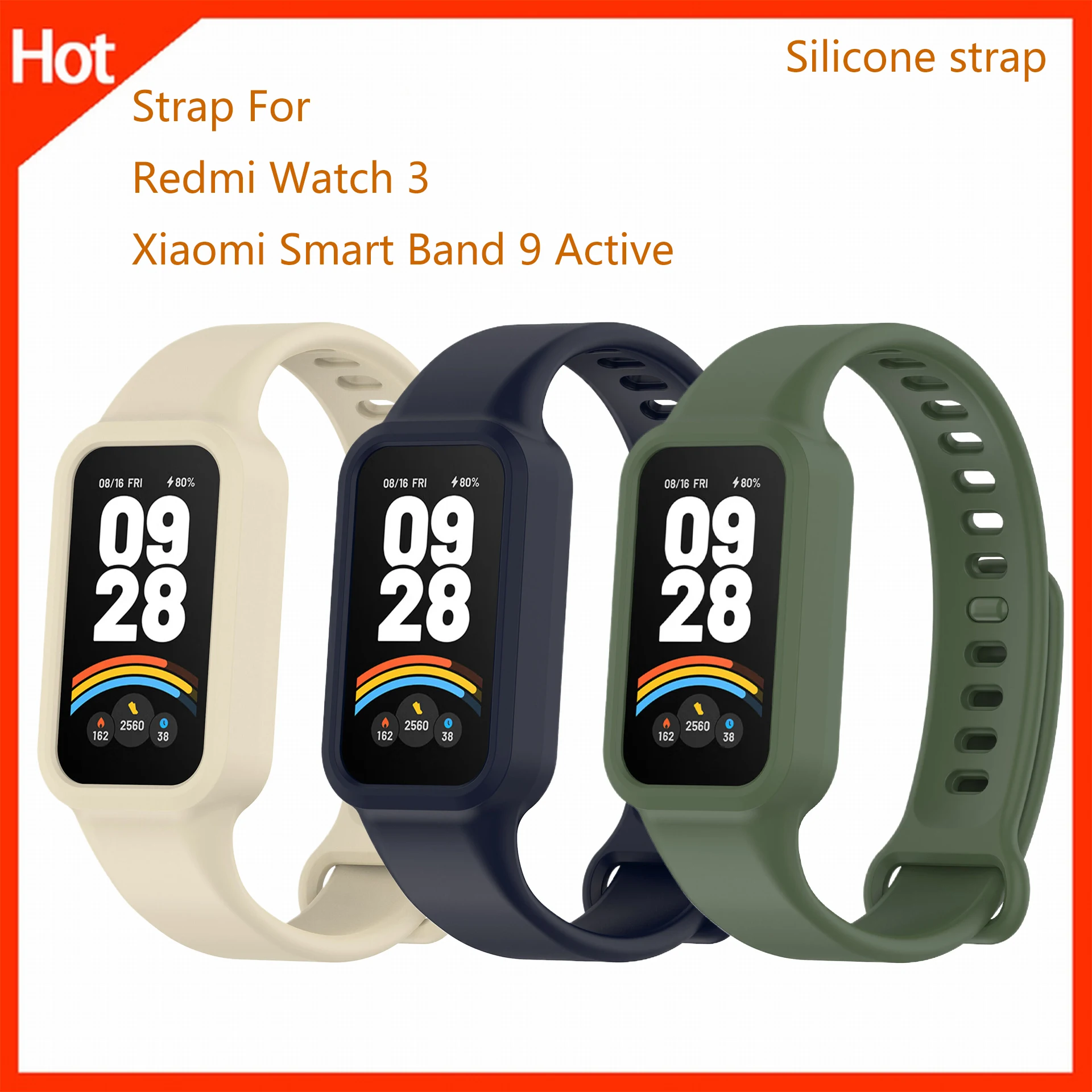 

Compatible with Redmi Wristband 3 Compatible Silicone Wristband Straps for Xiaomi Smart Band 9 Active