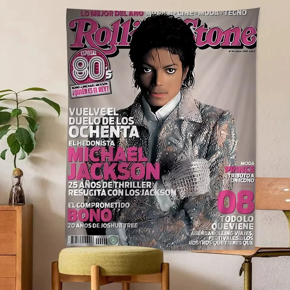 VIKAMA Michael Jackson Tapestry King of Pop Vintage Concert Poster Wall Hanging Polyester Fabric Bedroom Bar Decor