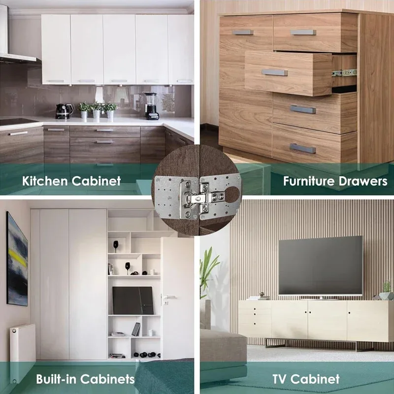 2/10 مجموعات المفصلي لوحة إصلاح خزانة المطبخ مفصلات الأبواب تصاعد لوحة مع المسمار شقة تثبيت بين قوسين أدوات الأجهزة والأثاث #6