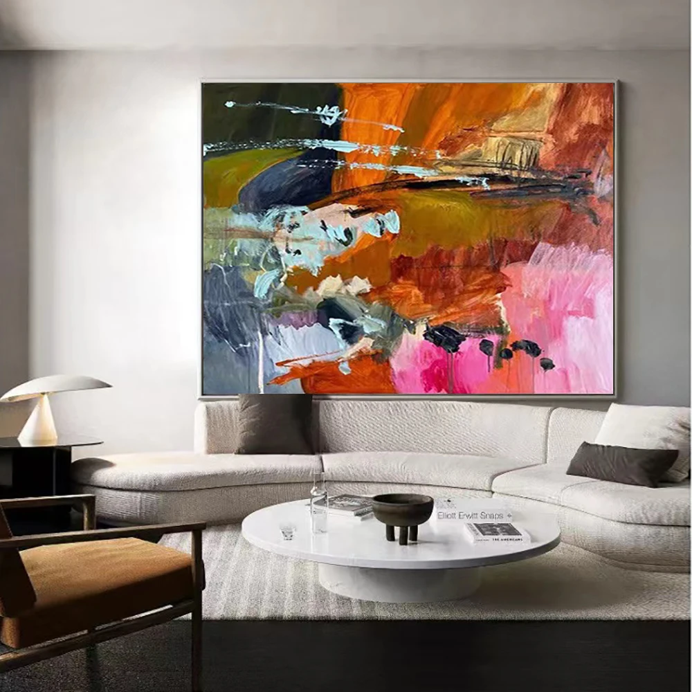 Abstract Wall Art Painting Handmade Oil Painting Wall Hanging Poster Modern Brown Colour Mural Home Decoretive Painting Unframed