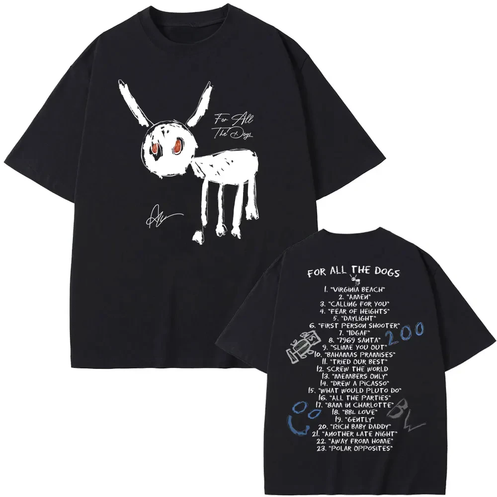 Fashion Casual T Shirt Funny Men Hip Hop Oversized Tshirt Rapper Drake for All The Dogs Music Album Graphic Print T-shirts Men's