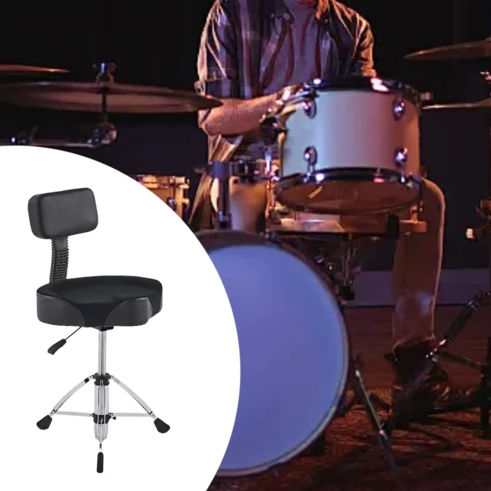 Drum Throne with Backrest,Hydraulic Drum Stool,Drum Chair,Padded Height