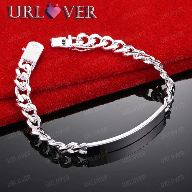 

Fashion 925 Sterling Silver 8mm Smooth Sideways Bracelets Women Party Wedding Accessories Popular Jewelry Anniversary Gift