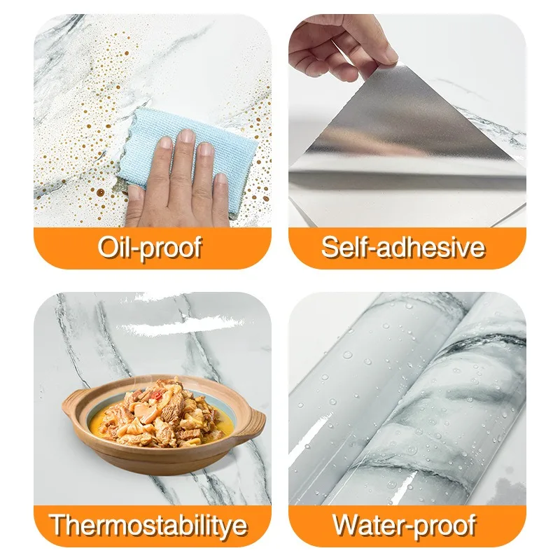 Wood-effect Kitchen Stickers Waterproof Grease-resistant Self-adhesive Worktop Stickers Heat-resistant Wallpaper and Wall Decals
