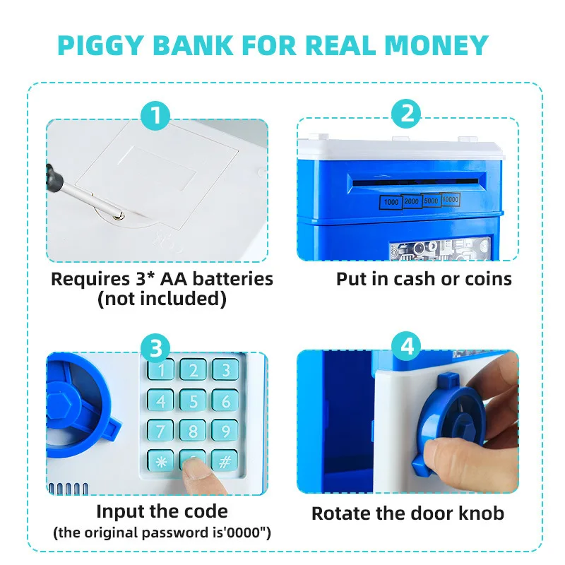 Children's Piggy Bank Password Box Automatic Roll Money Piggy Bank Large-capacity Simulation Intelligent Deposit Machine Storage