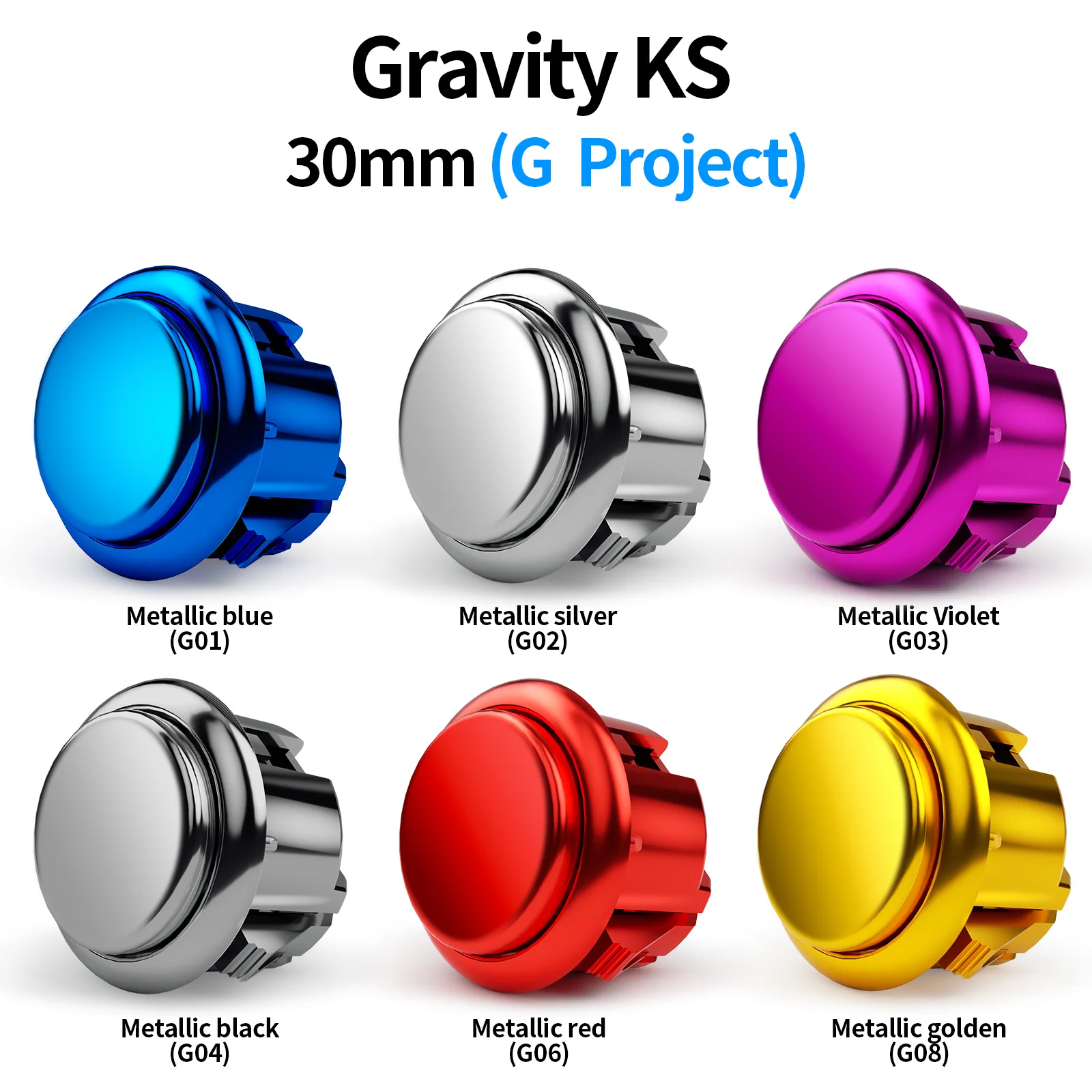 

QANBA Gravity KS Arcade buttons metallic color 30mm Mechanical Pushbutton switch Plated buttons DIY Parts