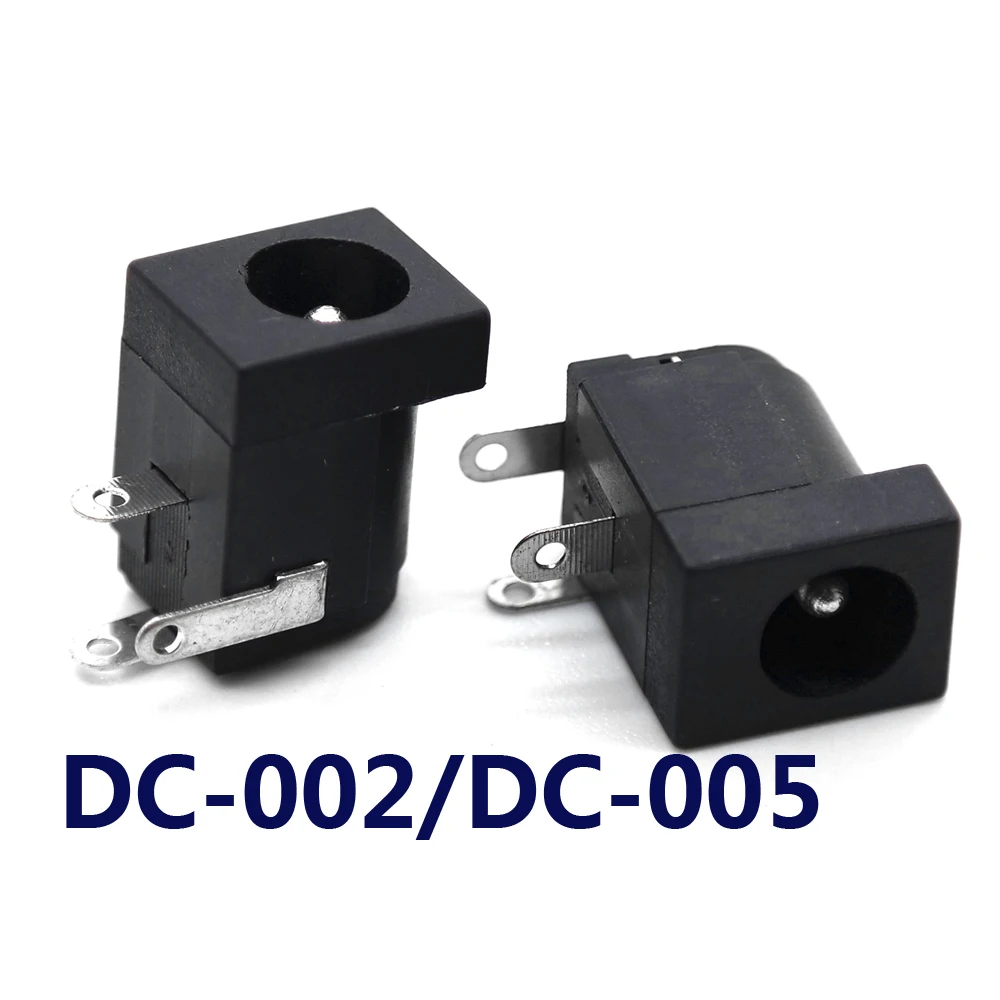 

10pcs DCJack 5.5x2.5/2.1mm socket Round the needle DC-005 Right Angle PCB Black DC Power Jack Socket Connecto Supply Barrel-Type