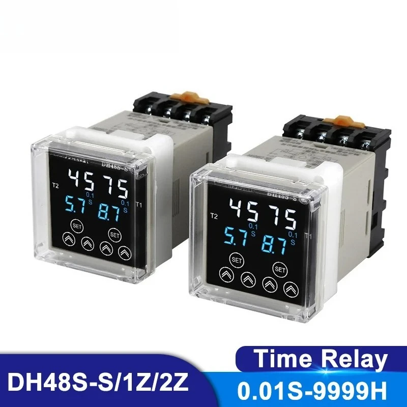 DH48S-S DH48S-1Z DH48S-2Z Digital Cycle Delay Time Relay AC220V AC380V DC12V DC24V with 8 Pin Socket Base