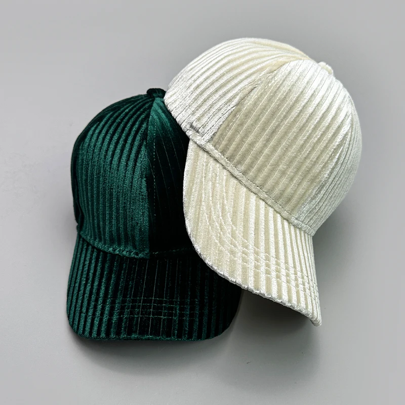 New Corduroy Vertical Stripes Baseball Hats Autumn and Winter Warm Men Women Fashion Outdoor Versatile Sunscreen Snapback Caps