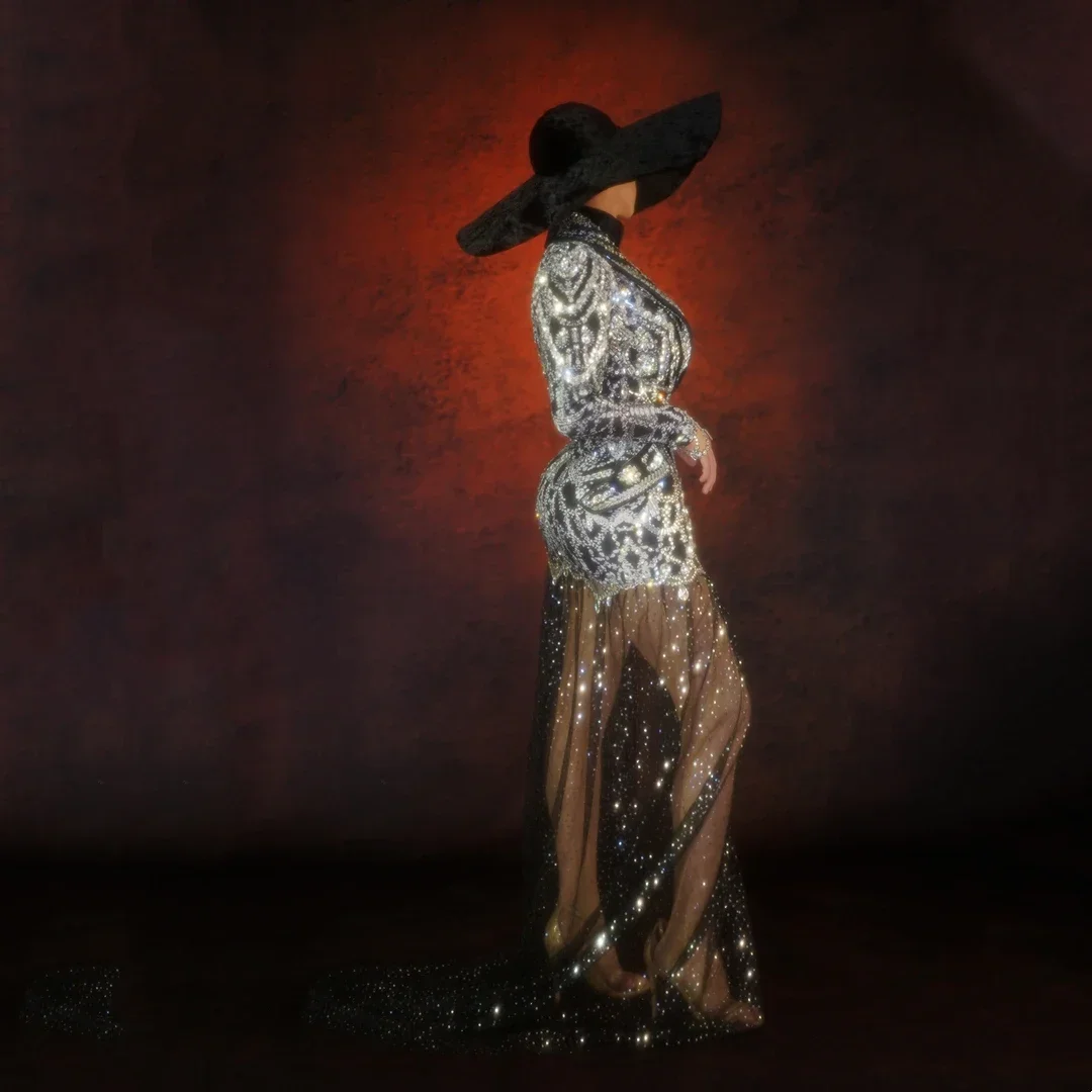 Abito da compleanno con strass Abito da ballo nero Cappotti Abito lungo con giacca da donna Abito da sera con sirena per feste di ballo di fine anno