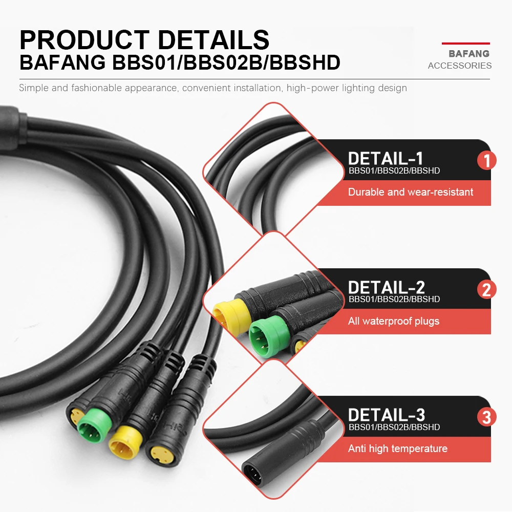 

Кабель для электровелосипеда BAFANG 1T4, водонепроницаемый, для подключения тормозного рычага и дроссельной заслонки, для средних моторов BBS01, BBS02, BBSHD, аксессуары