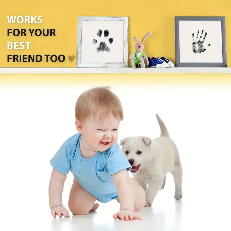 Pet Paw Print Kit With 1 Ink Pad & 2 Imprint Cards Safe Non-toxic Printing Baby Footprint Pet Paw Print Footprint Christmas Gift