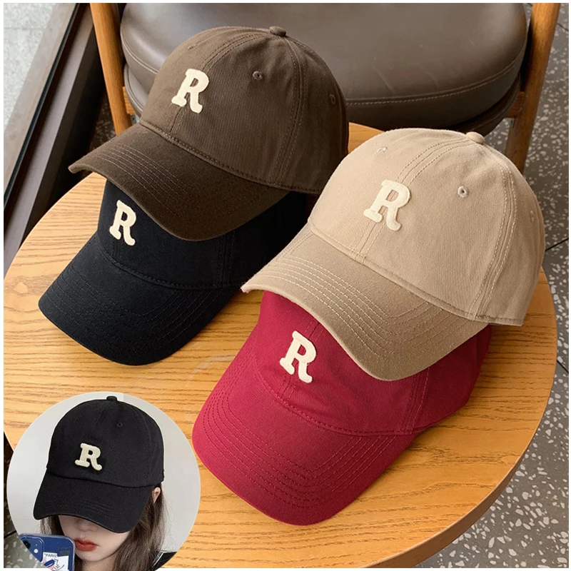 Men and Woman\'s Baseball Caps кепка женская Adjustable Casual Embroidered Letter R Cotton Sun Hats Unisex Solid Color Visor Hat