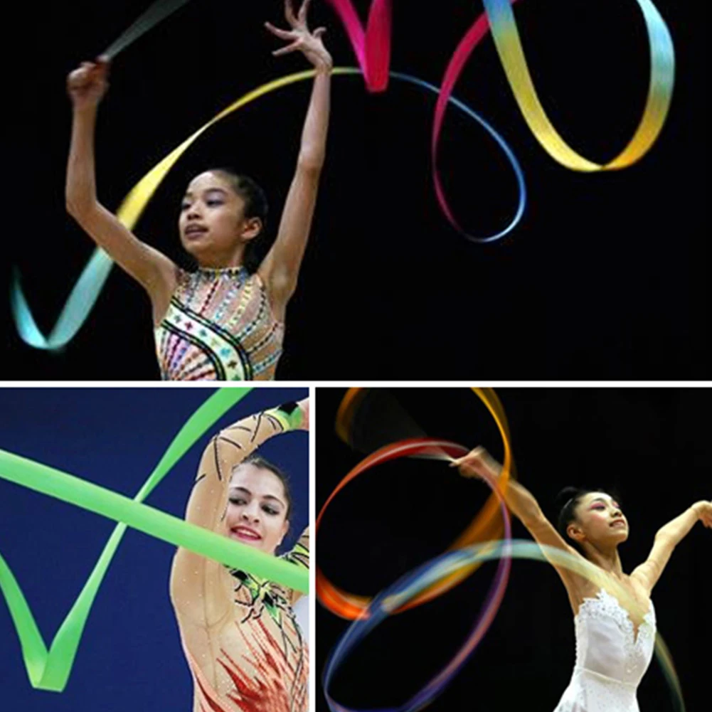 1pc 2M Art Gymnastics Ballet Dance Ribbon with Twirling Stick Kid Sport Performance Stage Gym Dance Rhythmic Show Prop