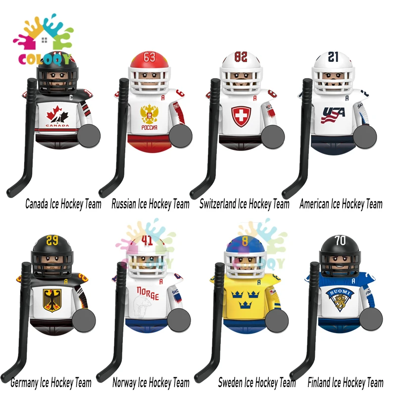 

Новые детские игрушки, хоккейная команда, строительные блоки, спортивные шайбы, мини-фигурки, игрушки для детей, подарки на день рождения