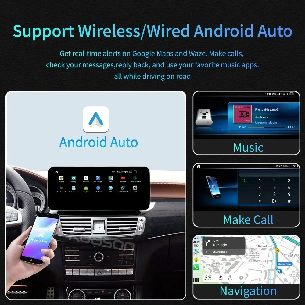 Koason أندرويد السيارات شاشة عرض الوسائط المتعددة لمرسيدس بنز CLS W218 2010-2018 ترقية اللاسلكية CarPlay لتحديد المواقع والملاحة