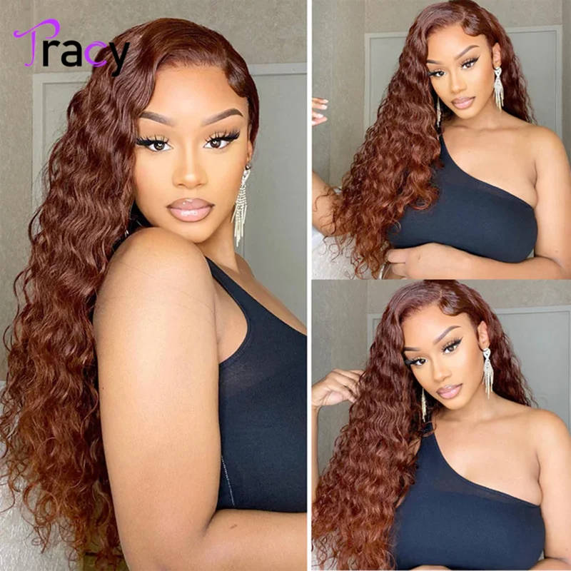 Tracy Hair Wear and Go Glueless Wigs Human Hair Reddish Brown Loose Deep Lace Front Wig Human Hair Red Brown Lace Front Wig