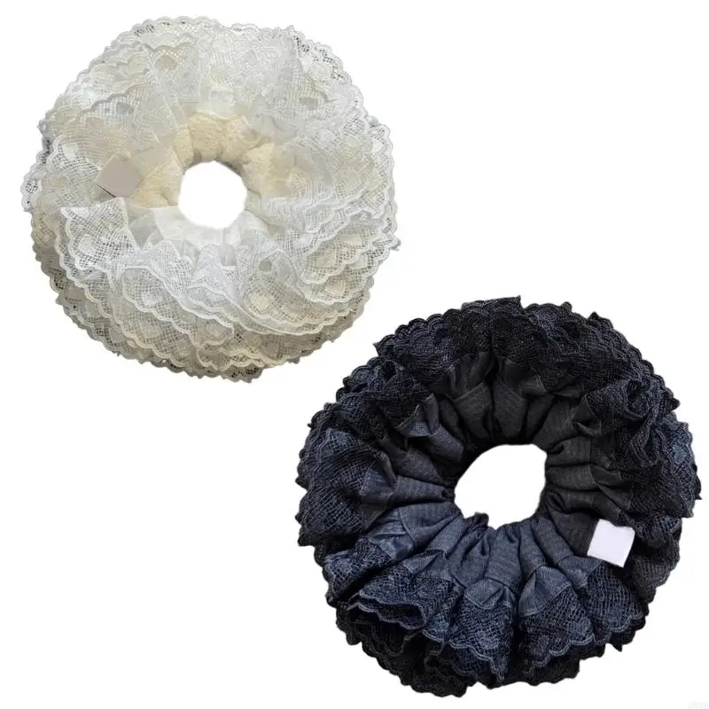 

39BB кружевные волосы Scrunchie Негабаритный галстук для волос дополняет различные наряды без усилий