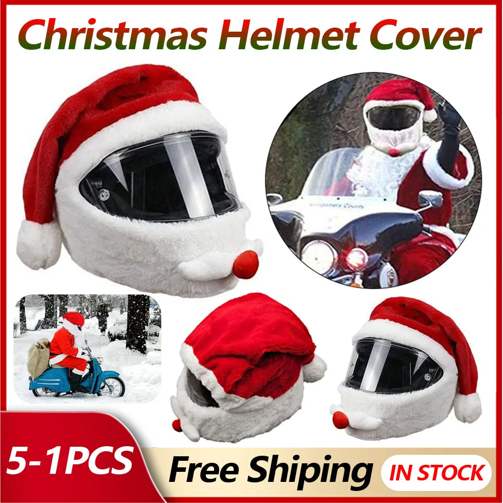 

Santa Cycling Helmet Christmas Motorcycle Helmet Cover Full Face Safe Hat Santa Claus Racing Cap Merry Christmas Decoration Gift