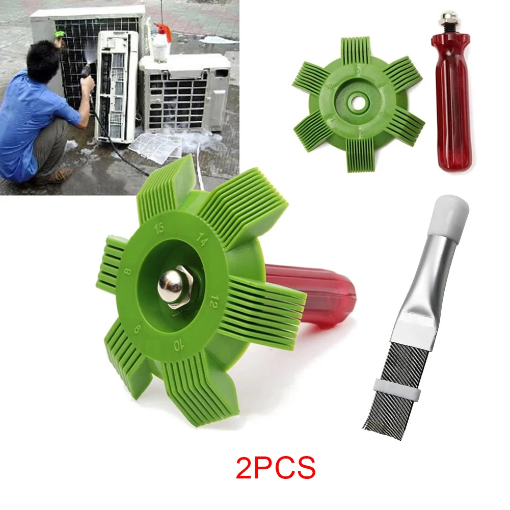 

Набор из 2-х гребней для чистки конденсаторов из нержавеющей стали и алюминия, инструмент для ремонта ребер кондиционера, компактный инструмент для обслуживания холодильных систем