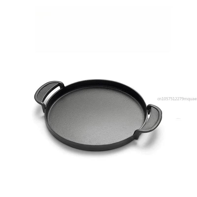 Outdoor Grill Cast Iron Pan Round Teppanyaki Grill Fried Steak Pizza Pan for Weber