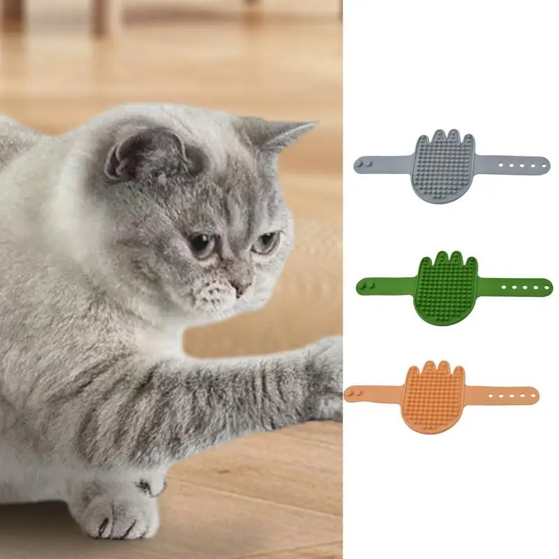 Cat Brushes For Indoor Cats Cat Brush Dog Bath Scrubber Silicone Cleaning Brush Wet & Dry Use Adjustable Handle Massage Brush