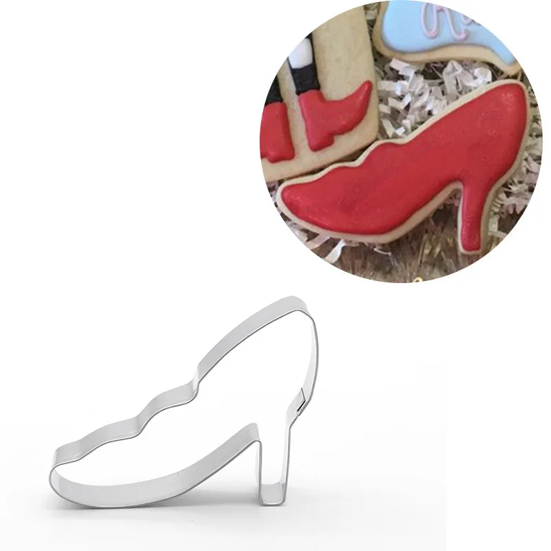 High-Heels Cookie Cutter Stainless Steel Biscuit Knife Baking Fruit Kitchen Tools Mold Embossing Printing