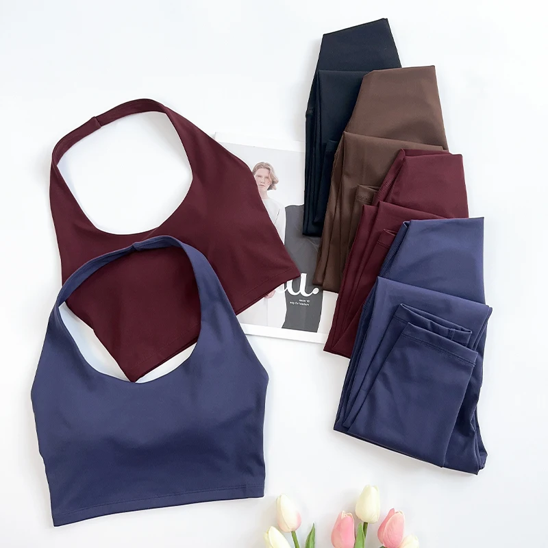 المرأة 2 قطعة الجنس رياضة تأثير اليوغا الرياضة الصدرية يغطي الرجل اليوغا مجموعة عارية يشعر عالية تمتد مريحة تجريب مجموعة ملابس رياضية