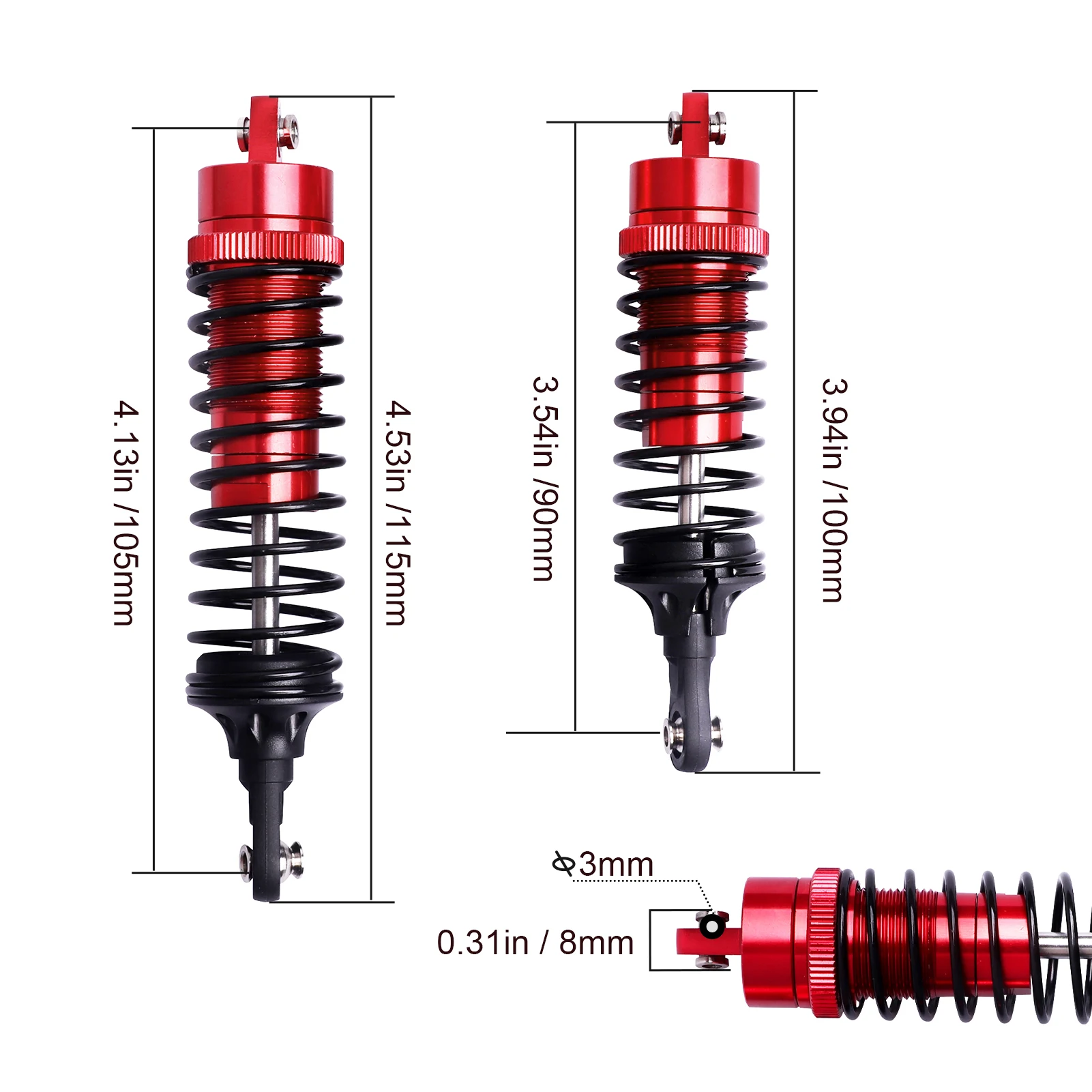HobbyPark RC Shocks Damper Set for Traxxas 1/10 Slash 4x4 Hoss Rustler Stampede Bandit VXL Nitro Replace 5862