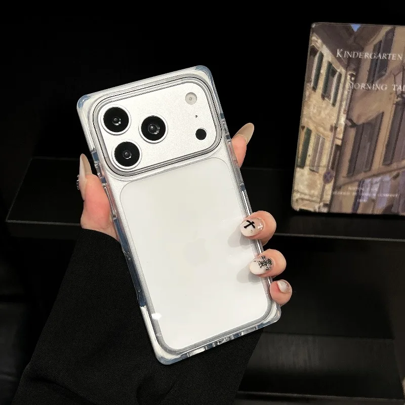 Square Candy Color Soft Edge Clear Acrylic Phone Case for IPhone 18 Pro 17 16 15 Pro Max Crystal Ice Cube Shockproof Armor Cover - view 4