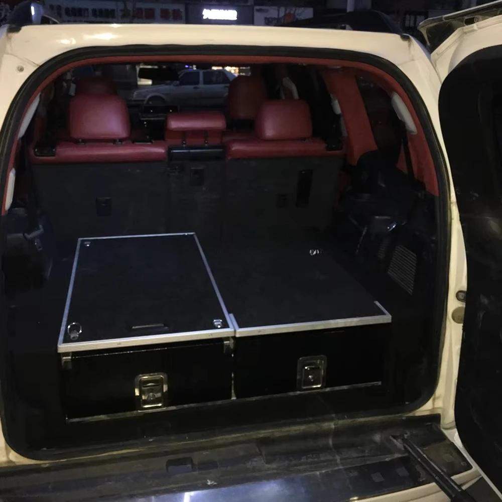 Reli3 التخييم أفرلاند انزلاق الفولاذ المقاوم للصدأ سرير أسود أداة صندوق درج نظام 4X4 برادو 120 Lc120 جذع البضائع المنظم