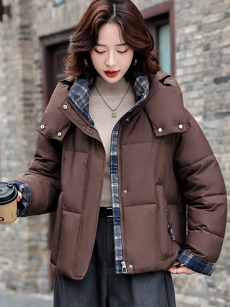 Inverno quente engrossar outerwears feminino casual solto com capuz zíper design jaquetas topos coreano manga longa para baixo algodão chaquetas novo