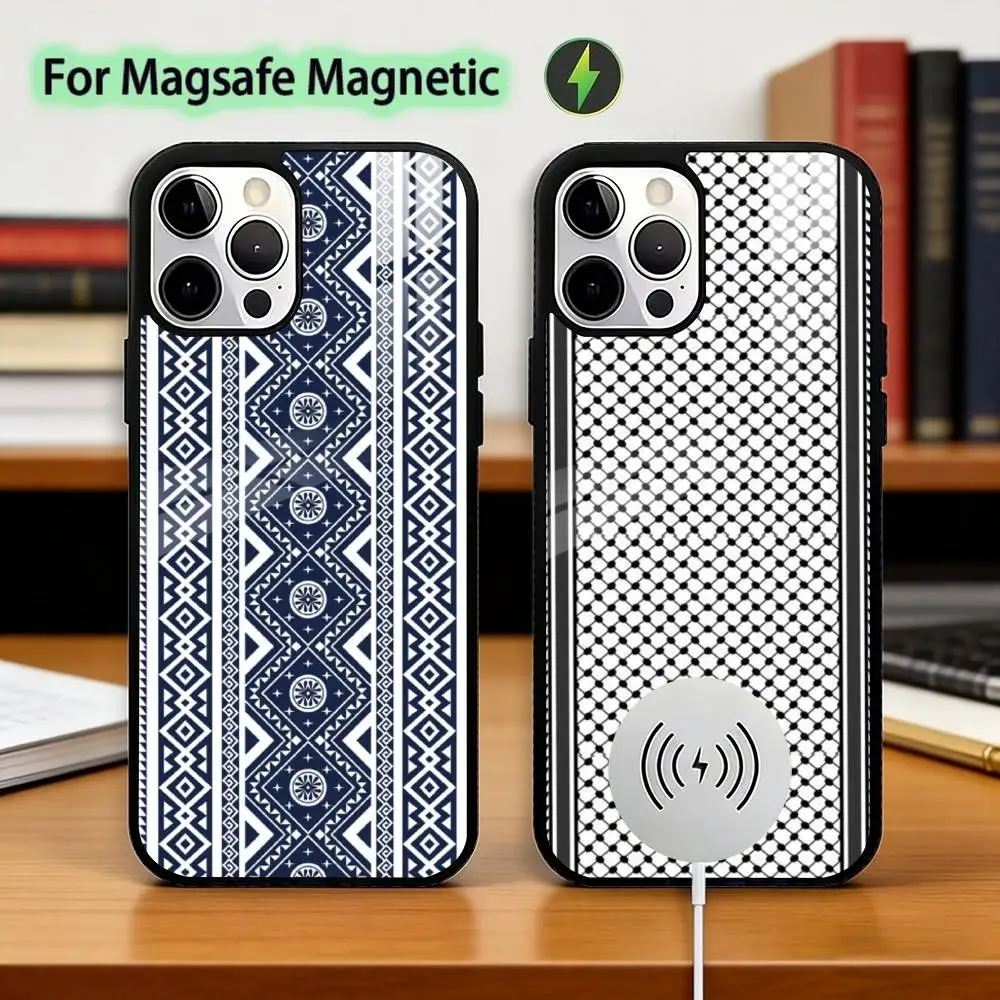 

PalestineS H-Hattah Keffiyeh Phone Case For iPhone17,16,15,14,13,12,11 Plus,Pro Magnetic For Magsafe Wireless Charging