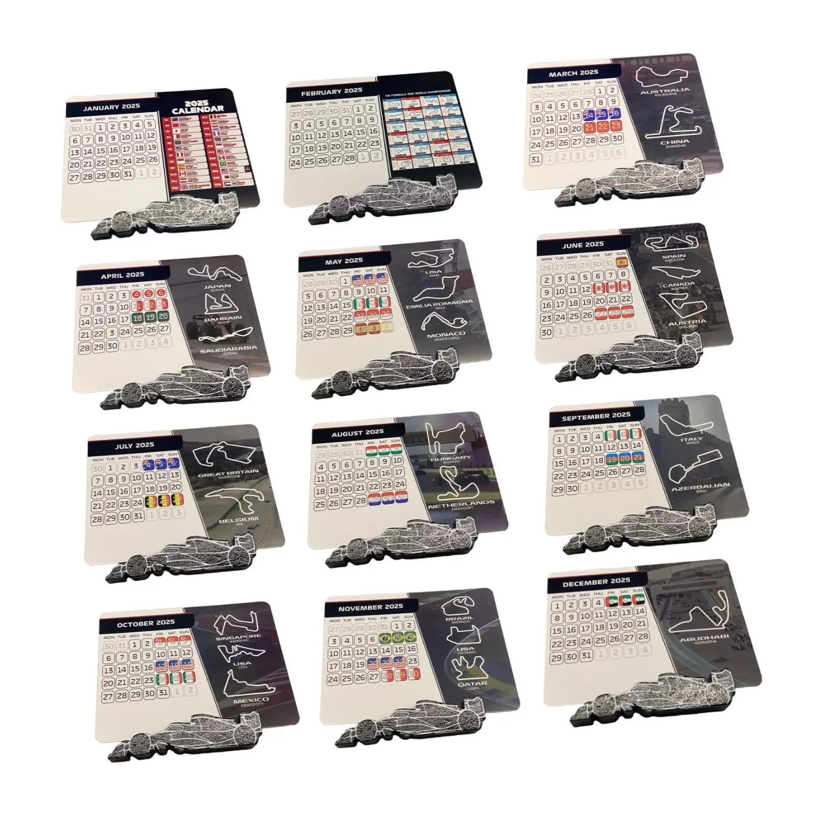 Desk Calendar Motorsport Fans Gift F1 2025 Calendar for Shelf Cabinet Home