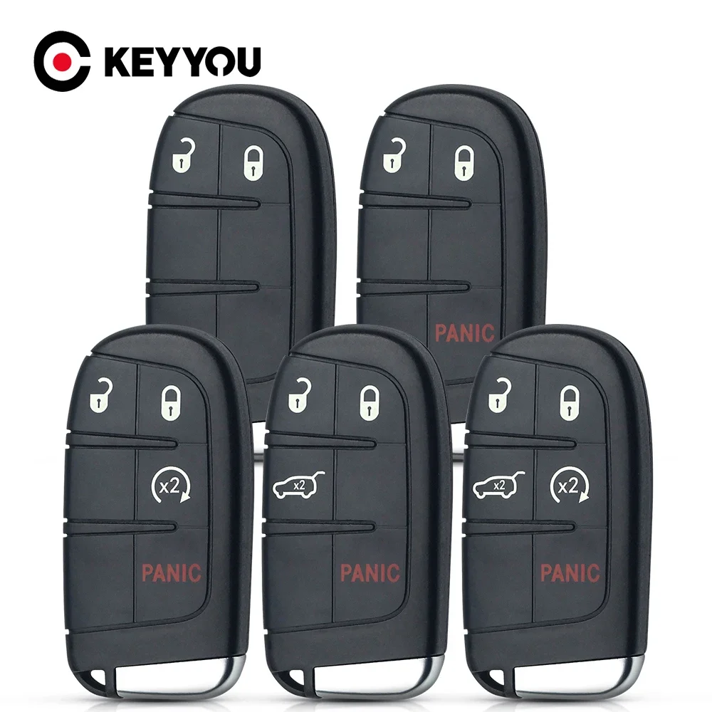 KEYYOU 2/3/4/5Buttons Car Remote Key Case Shell For Jeep Grand Cherokee Dodge Ram 1500 Journey Charger Dart Challenger Durango