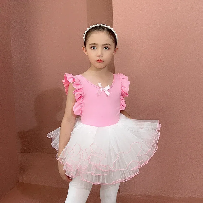 

Pink Ballet Tutu Dance Dress Girls Gymnastics Leotards Dance Wear Ballet Training Dress Leotard Party Costumes Ballerina Clothes