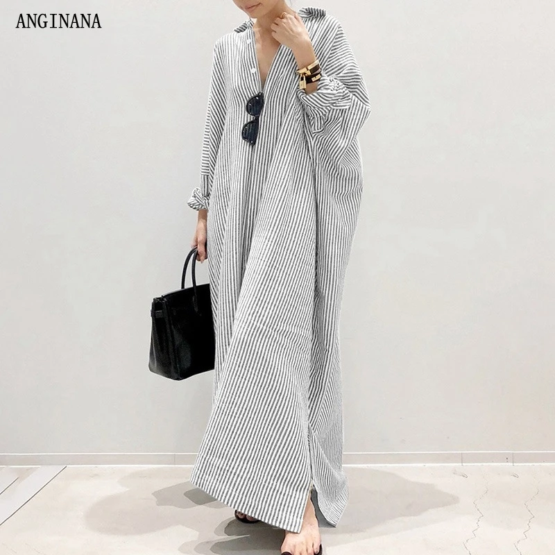 Summer large 10xl 150kg women\'s dress stripe big size 8xl 9xl lapel short sleeve loose oversized dress black and blue