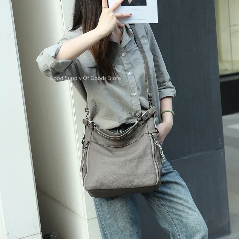 Высококачественная женская роскошная сумка из натуральной коровьей кожи, универсальная женская сумка через плечо большой вместимости, высококачественная дорожная сумка