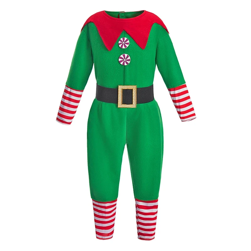 Conjunto de Ropa de Cosplay para Adultos, Verde y Rojo, con Pantalones, Gorro y Cinturón, Traje Navideño Familiar a Juego, para Niños y Niñas, Elfo de Navidad C yy:89
